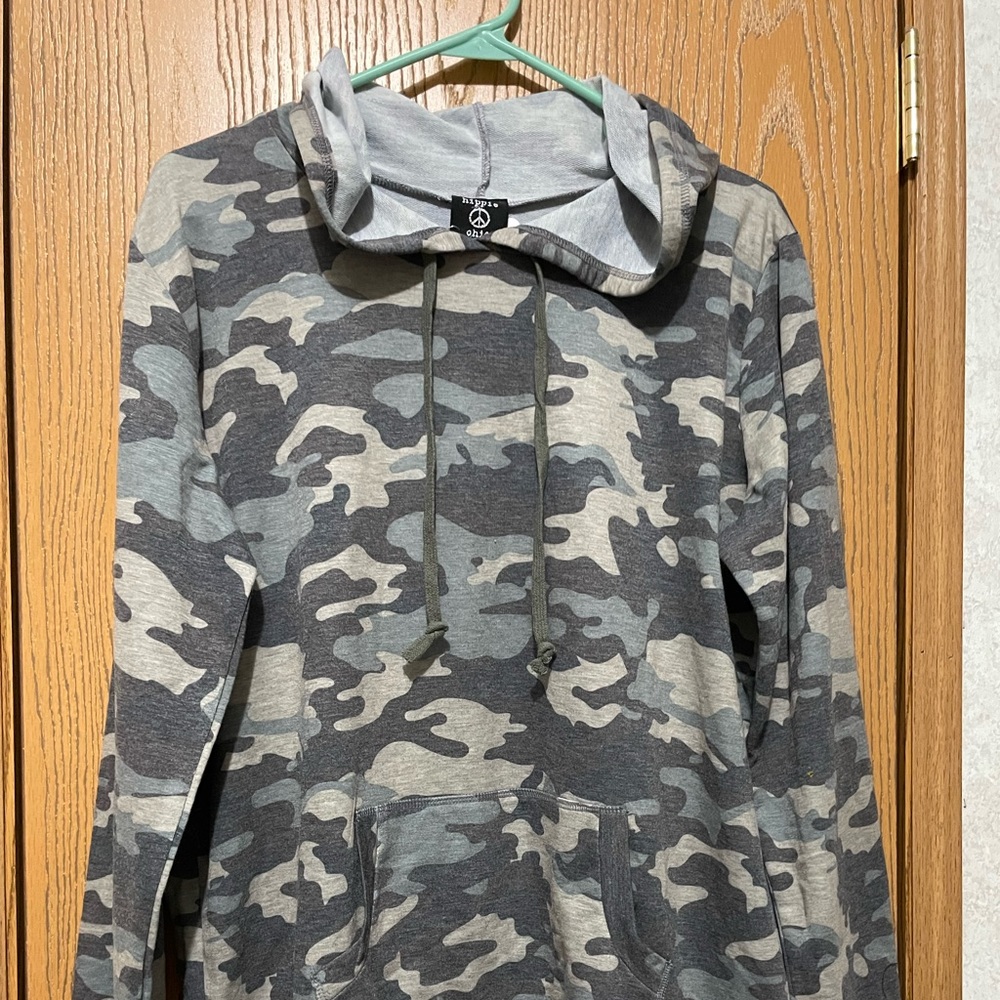 Camo print cotton hoodie